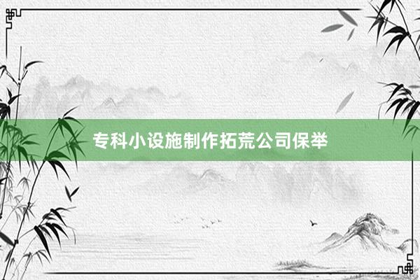 专科小设施制作拓荒公司保举