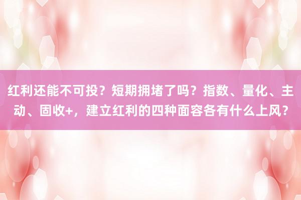 红利还能不可投？短期拥堵了吗？指数、量化、主动、固收+，建立红利的四种面容各有什么上风？